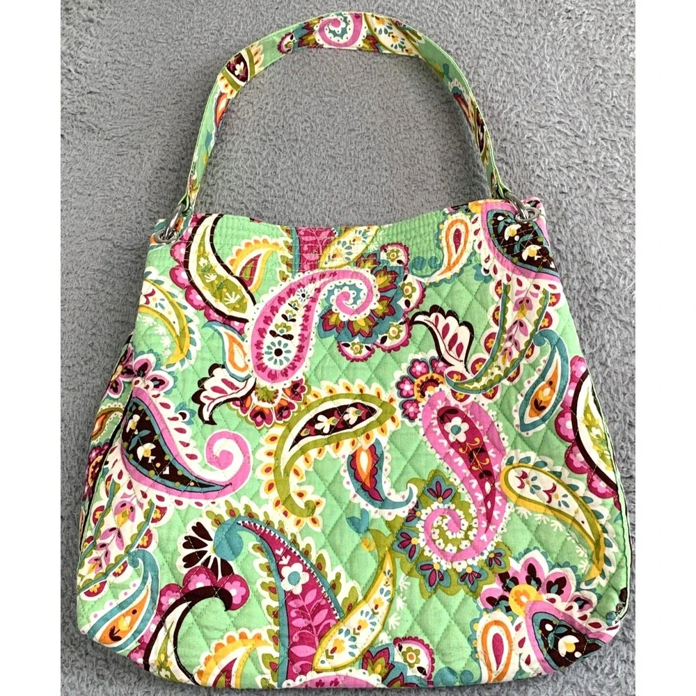 Vera Bradley Tote Bag Paisley TUTTIFRUTTI  Magnetic Close Green Pink Blue Floral